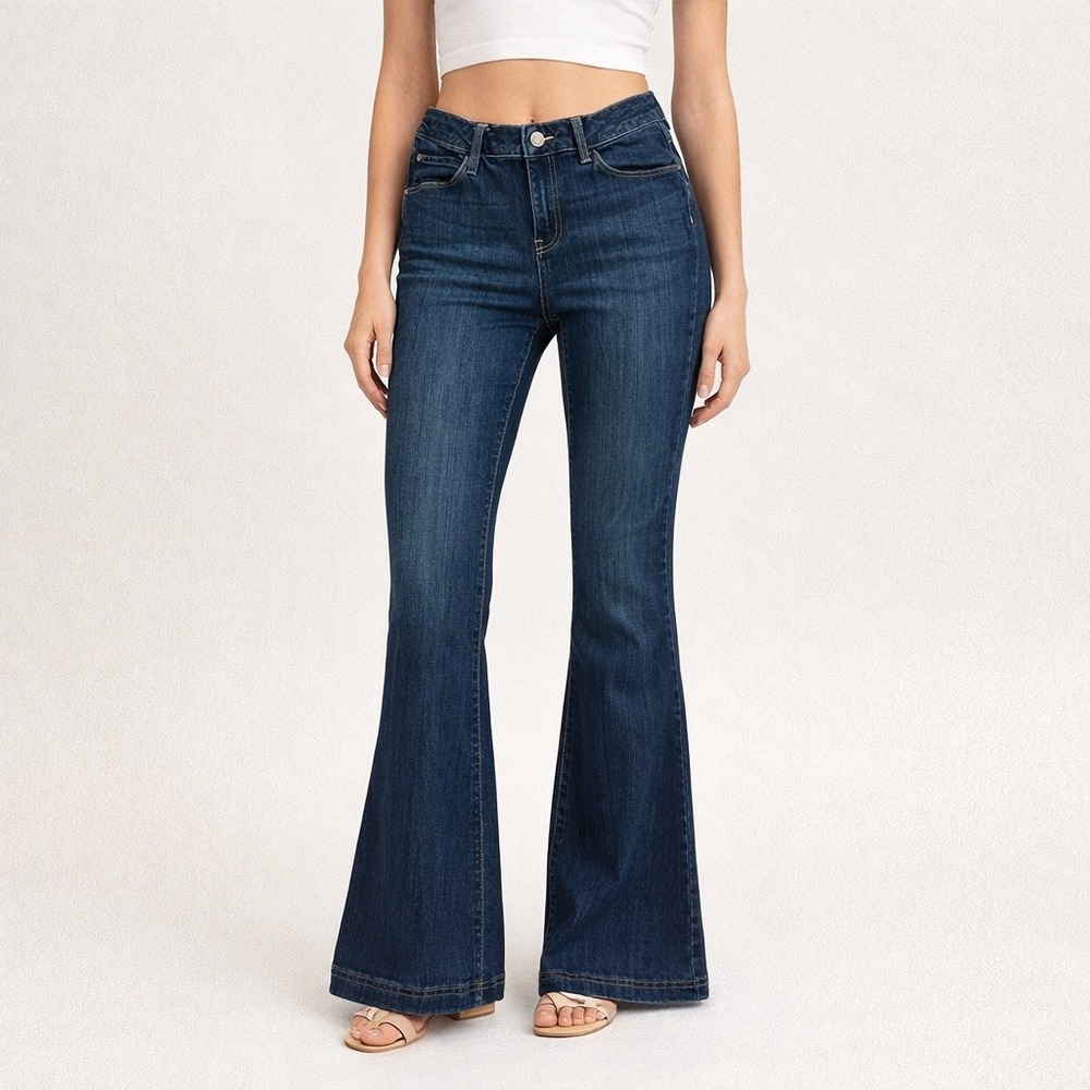 Simply Vera Vera Wang Womens Flare Jeans Dark Indigo High Rise Size 6 Stretch
